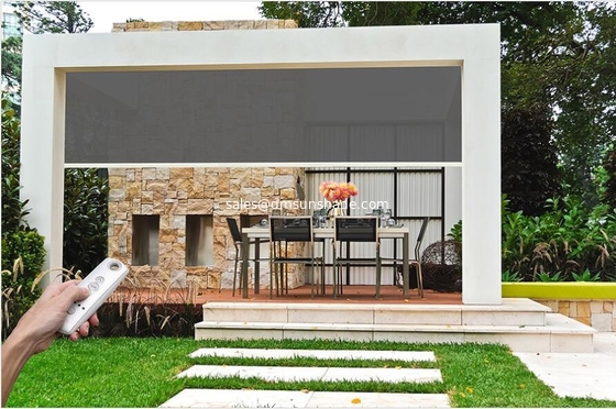 Outdoor Sunshade Motorized Smart Zip Track Blind / Roller Zip Track Outdoor Roller Blind