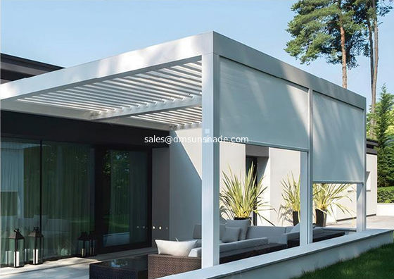 Windproof Zip Blinds and Glass Doors For Outdoor Louvered Electric Pergola